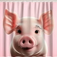 Cute Pig Face Shower Curtain Pink Background High Definition