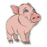 Happy Watercolor Animal Sticker - Prized Pig Vinyl Decal (4 Inches Tall, 2 Pack)