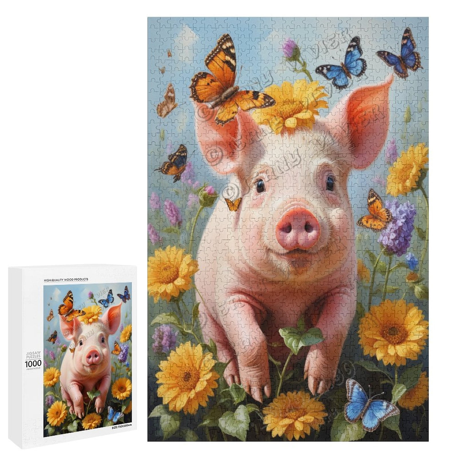 Cute Pig Jigsaw Puzzle, 1000 Pieces, 29.5