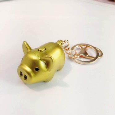Cute Pig Keychain with Light - Animal Flashlight Keychain Pig Stuff Light Up Pig Accessories for Women Funny Keychain Pig Key Chain - golden