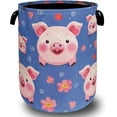 Cute Pig Laundry Hamper Foldable With Handles Colorful Animal Tote Bag