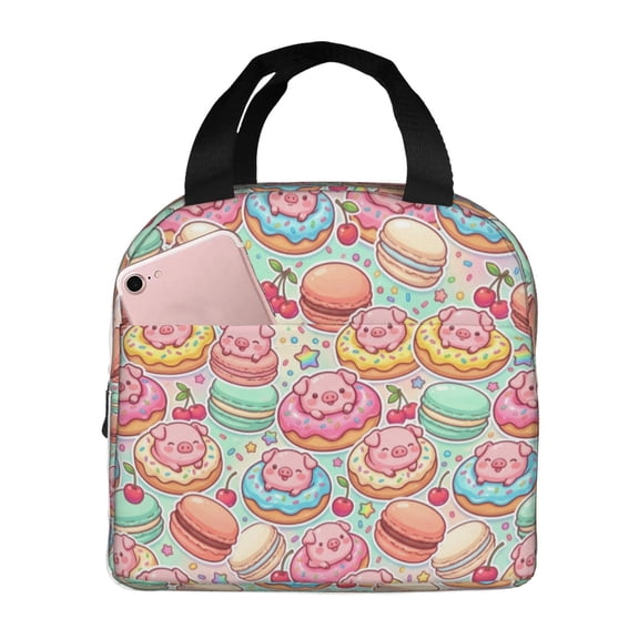 Cute Pig Lunch Box, Whimsical Character Artwork, Portable Insulated Cooler Bag For Men Women, Reusable Meal Carrier For Daily Work Use