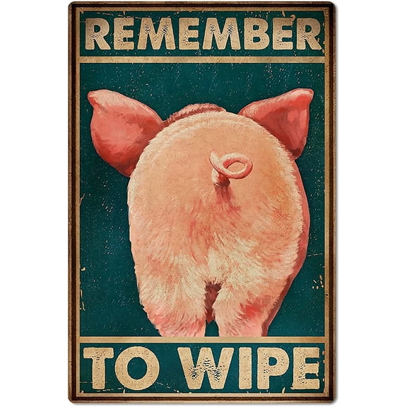 Cute Pig Metal Tin Sign Retro Ranch Wall Plaque Home Decor for Garage or Kitchen 8x12 Inch
