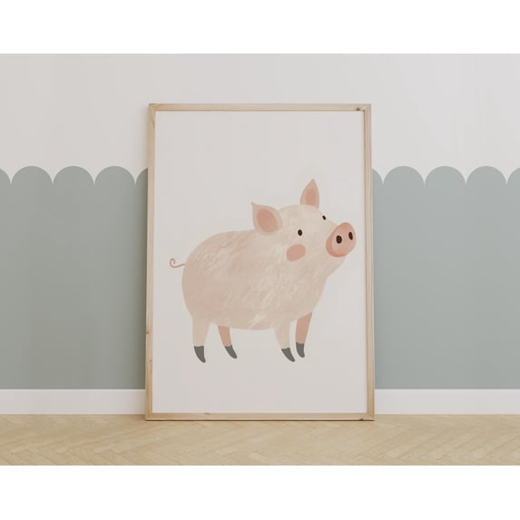 Cute Pig Nursery Art Soft Farm Animal For Baby Or Toddler Poster ...