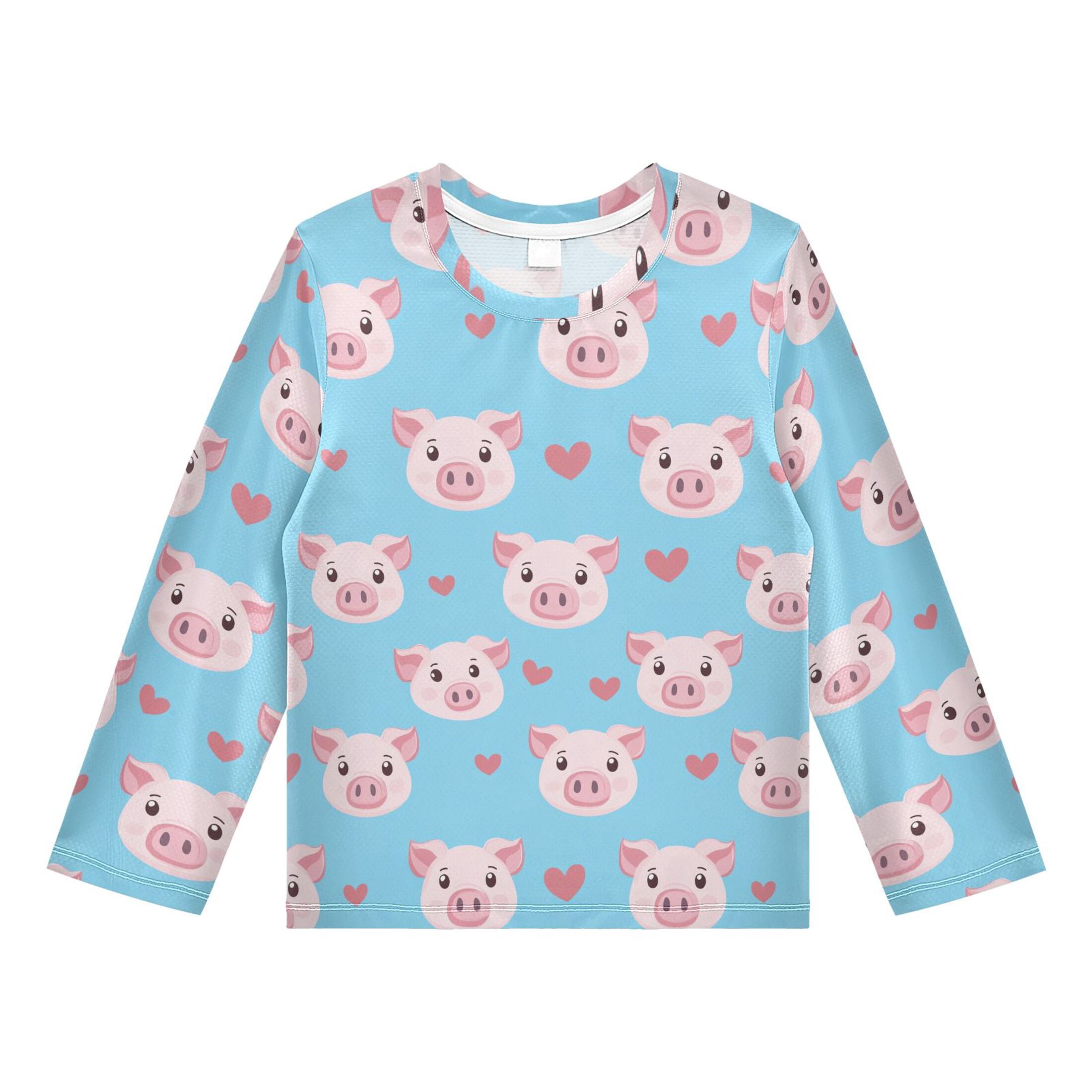 Cute Pig Pattern Boys' Rash Guard Shirts UPF 50 Plus Sun Protection ...