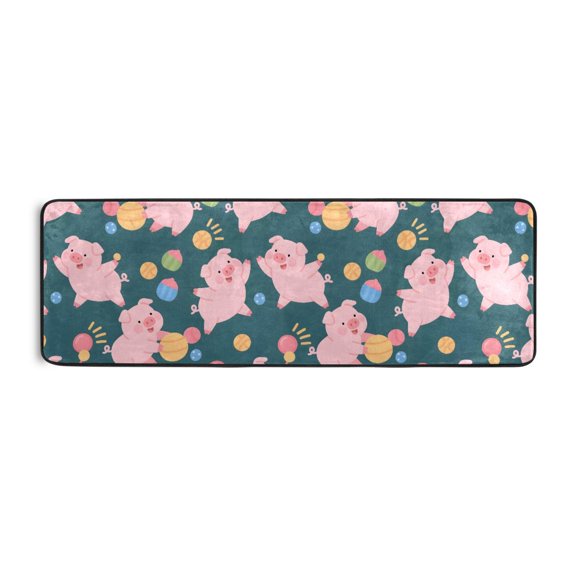 Cute Pig Pattern Runner Rug 24x72 Inch Cushioned Non Slip Soft Absorbent Floor Mat