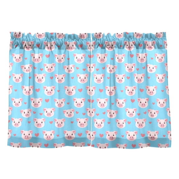 Cute Pig Pattern Tier Curtains Tier Kitchen Living Room Bedroom Balcony 2 Panels 27x24 Inch