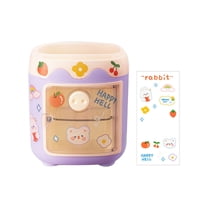 Cute Pig Pen Holder, Creative Cute Pencil Holder with Sticker, Cute Cosmetic Storage & Desktop Stationery Set (Purple) 4.33x4.72"