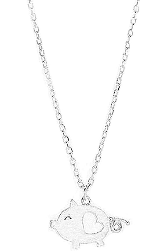 Cute Pig Pendant Necklace 925 Sterling Silver Love Heart Necklaces for Women Nickle Free Animal Pet Adjustable Link Chain Dainty Jewelry for Daughter Niece