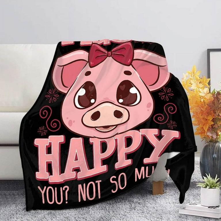 Cute Pig Pink Fleece Blanket Soft Warm Bedroom Throw Blanket on