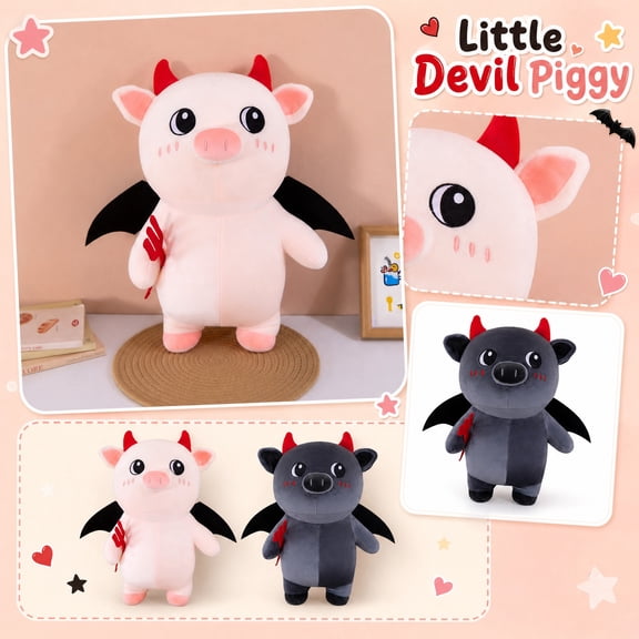 Cute Pig Plush Soft Stuffed Animal Pig Doll Novelty Hugging Cushion Home Sofa Bedroom Decoration Birthday Gift for Friends Family Members , 1Pack Black