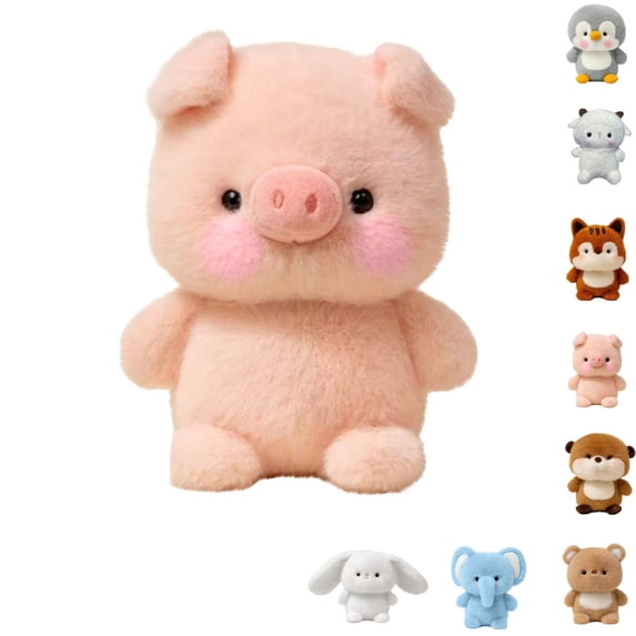 Cute Pig Plush Toy, Soft Cartoon Animal Stuffed Doll, Adorable Sitting Plush Figure for Home Interior Display and Holiday Present
