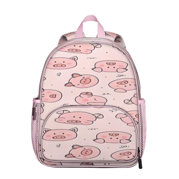 Cute Pig Print Student Backpack – Cartoon Farm Animal Design with Watercolor Floral Aesthetic, Artistic and Funny Pig Pattern