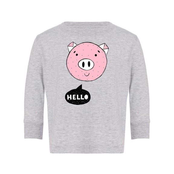 Cute Pig Says Hello Long Sleeve Toddler -Image by Shutterstock,  4 Toddler