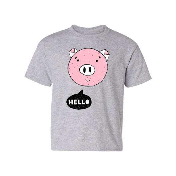 Cute Pig Says Hello T-Shirt Juniors -Image by Shutterstock, Large