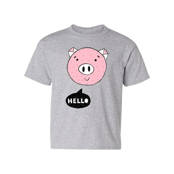 Cute Pig Says Hello T-Shirt Juniors -Image by Shutterstock, Medium