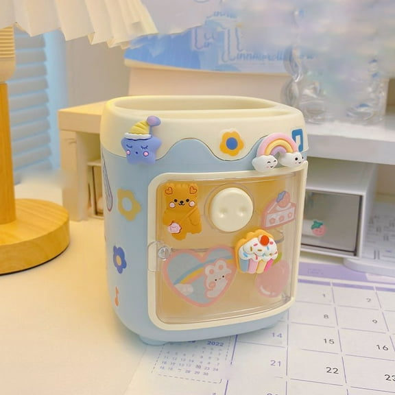 Cute Pig Shaped Cartoon Desktop Pen Holder Multi Compartment Lightweight Stationery Storage Rack For Office Desk