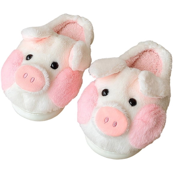 Cute Pig Slipper Adult Fuzzy Animal Warm House Slippers Novelty Fluffy Home Shoes Ladies Winter Slippers for Indoor Outdoor