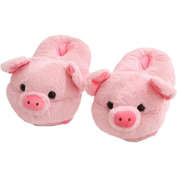Cute Pig Slippers Cartoon Slippers Animal Slippers Warm Slippers Winter Slippers Home Slippers Furry Slippers Footwear Walking Shoes One Size Fits Most