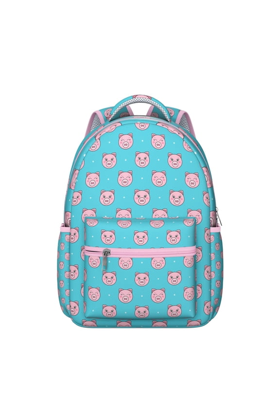 Cute Pig Student School Backpack Cartoon Farm Animal Watercolor Bookbag Funny Piggy Print Pattern Aesthetic Artistic Design Backpack for Student
