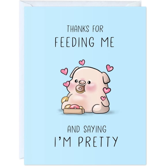 Cute Pig Thank You Card – Adorable Piglet Design with Hearts – Perfect for Gratitude, Appreciation, and Friendship – Envelope Included, Blank Inside for Personal Messages