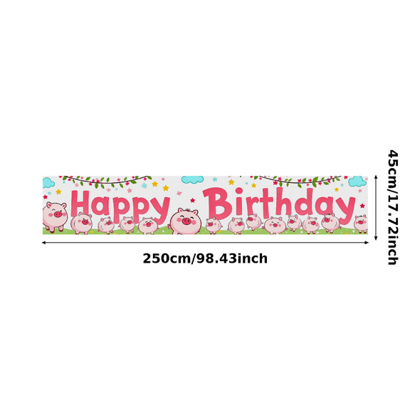 Cute Pig Themed Happy Birthday Banner Background Decor Party Supplies Photography Props for Birthday Party Backdrop Decors Event Celebrations Photo Booth Decorations