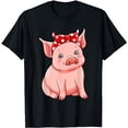 thumbnail image 1 of Cute Pig With Bandana Piggy Women Girl T-Shirt, 1 of 5