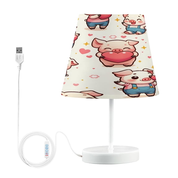 Cute Pig with Heart Desk Lamp LED Table Nightstand Lamps with 3 Color Temperatures for Home Bedroom Living Room Decor 8x12