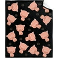 thumbnail image 1 of Cute Piggy Kawaii Pig Black Flannel Throw Blanket Warm Cozy Soft Funny Print Blankets for Bed Couch Sofa Room Decoration Gifts 60"×50" Medium for Teen, 1 of 6