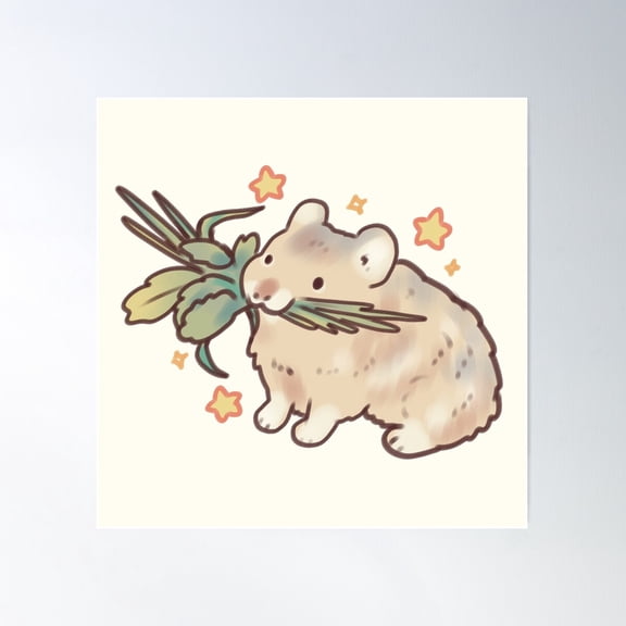 Cute Pika Drawing Poster Wall Art, Modern Wall Decor For Living Room Bedroom, 16X16 UNFRAMED