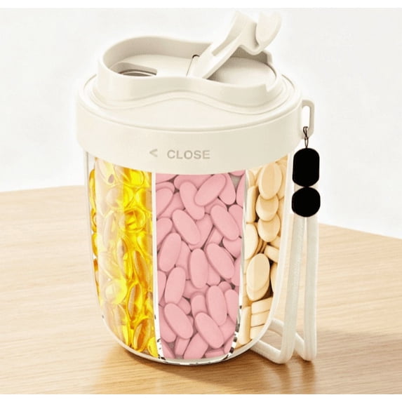Cute Pill Dispenser with 7 Large Compartments, Portable Pill Bottle Organizer with Wide Opening for Easy Use, Anti-Mix Pill Organizer for Travel