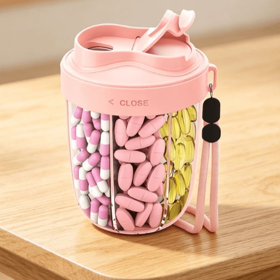 Cute Pill Dispenser with 7 Large Compartments, Portable Pill Bottle Organizer with Wide Opening for Easy Use, Anti-Mix Pill Organizer for Travel