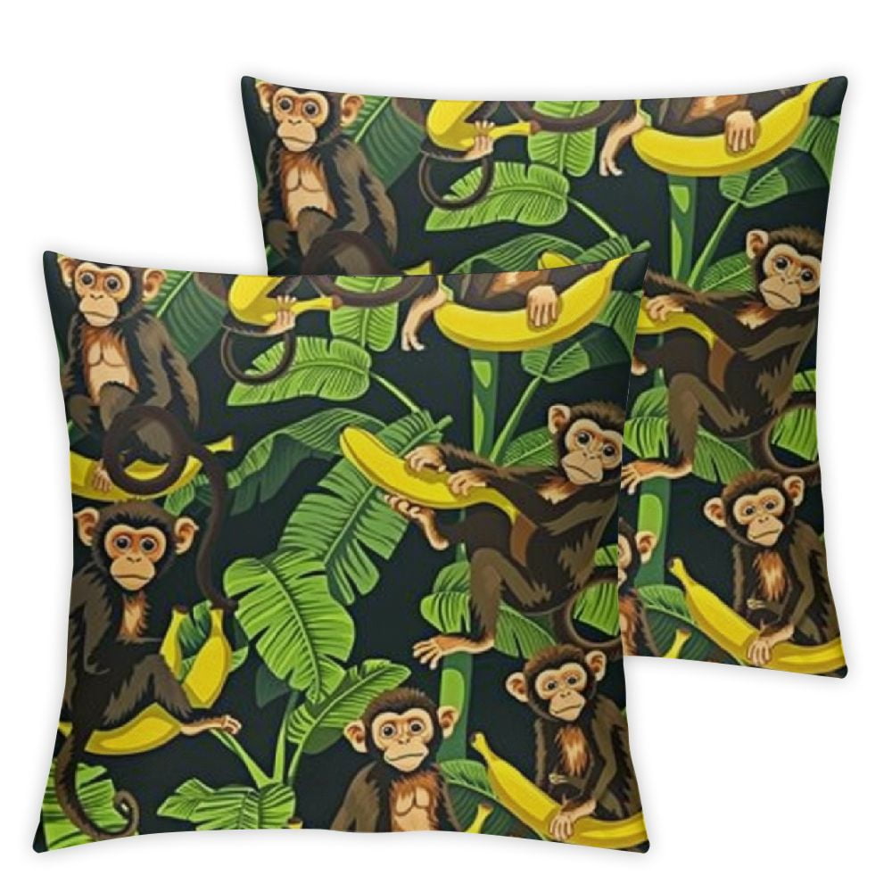 Cute Pillow Cover ,Watercolor Tropical Leaves Reversible Print