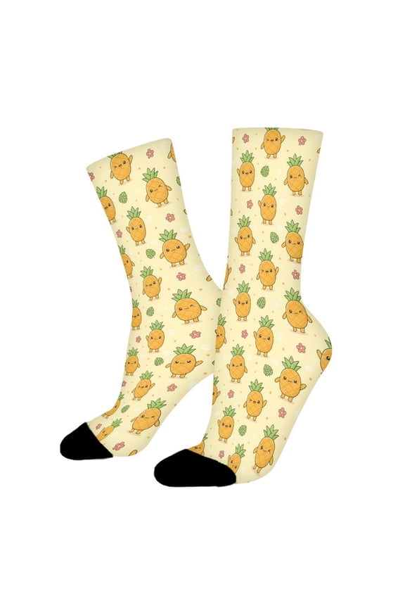 Cute Pineapple Funny Novelty Crew Socks for Women Men Sports