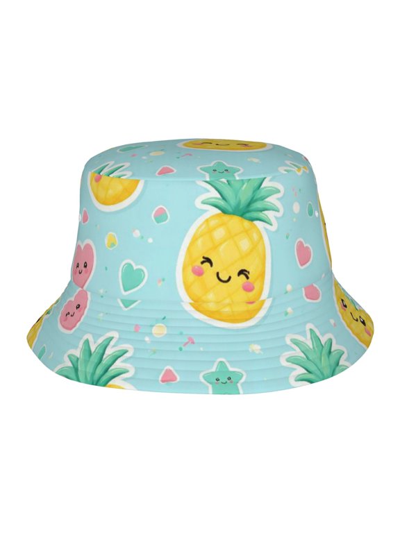 Cute Pineapple Rainbow Fisherman's Hat Casual and Breathable Sun Hat for Men and Women