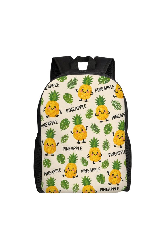 Cute Pineapple Tropical Backpack Full Front Print Travel Laptop Bag for Men and Women