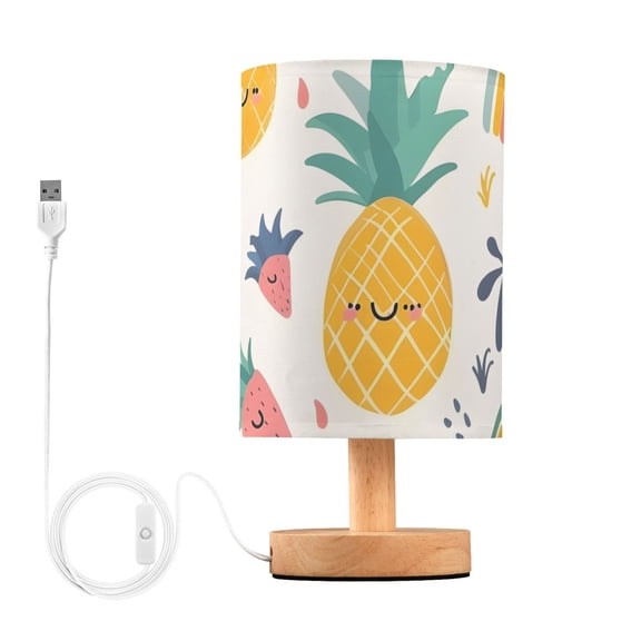 Cute Pineapples Rainbows Hand Drawn Table Lamp with USB Port LED Warm Light Lamp Night Light Home Decor