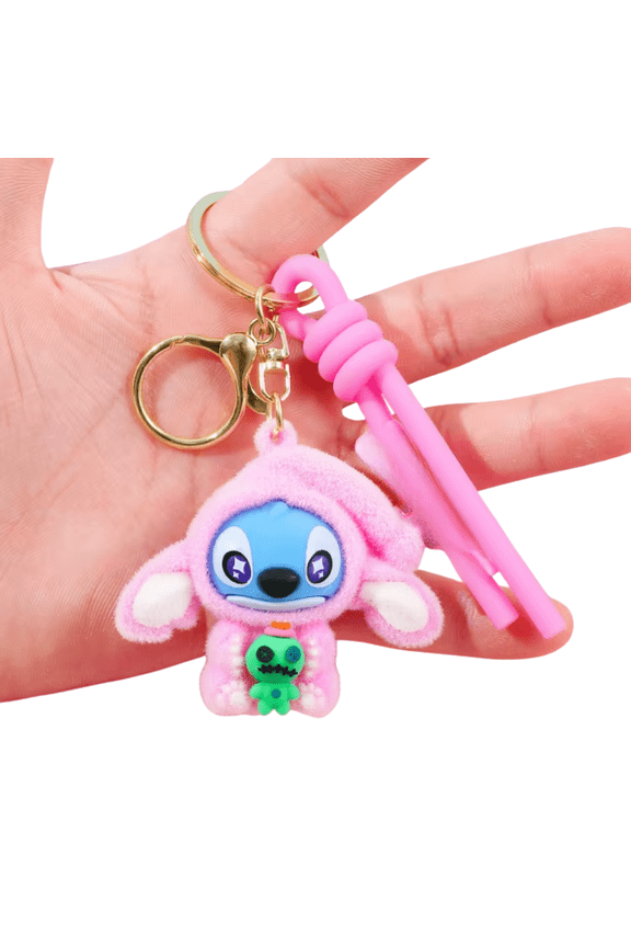 Cute Pink Alien Plush Keychain with Fluffy Heart Charm  Soft Cartoon Character Bag Charm, Backpack Accessory, Gift for Girls & Kids (Pack of 1)