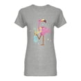 thumbnail image 1 of Cute Pink Beach Flamingo Shaped T-Shirt Women -Image by Shutterstock, Female Large, 1 of 2