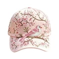 thumbnail image 1 of Cute Pink Bird Cherry Blossom Baseball Cap 2D Digital Print Adjustable Canvas Hat Spring Summer Outdoor Accessory, 1 of 5