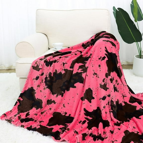 Cute Pink Blanket Lightweight Soft Women Girls Fleece Blanket 50x60in Fuzzy Cozy Dark Hot Pink Decorative Blanket for Bed Couch Sofa Travel Camping