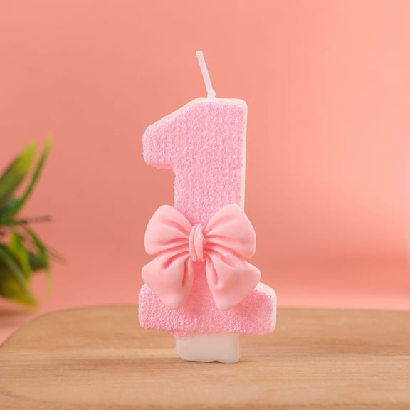 Cute Pink Bow Birthday Candles Set Numbers 0-9 for Cake Decoration, Non-Toxic Birthday Cake Candles for All Ages, Adorable Pink Bow Design Party Supplies for Baby Shower and Milestone Celebrations