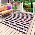 thumbnail image 1 of Cute Pink Bow Outdoor Rug for Patio/Deck/Porch, Non-Slip Large Area Rug 3 x 5 Ft, Black White Striped Preppy Aesthetic Indoor Outdoor Rugs Washable Area Rugs, Reversible Camping Rug Carpet Runner, 1 of 8