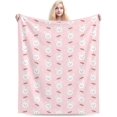 thumbnail image 1 of Cute Pink Bunny Floral Blanket, Soft Lightweight Fluffy Bunny Flannel Throw Blanket for Couch Sofa Bed Decor, Rabbit Gifts 40"X50" Blanket, 1 of 7