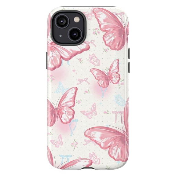 Cute Pink Butterfly Phone Case for iPhone 17 16 15 14 13 12 11 Pro Plus Mini, Coquette Aesthetic Bow Cover, Girly Y2K Animal Pattern