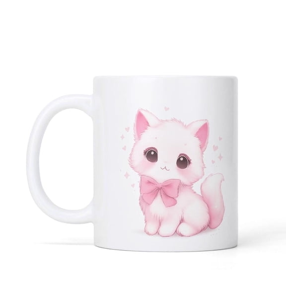 Cute Pink C1Aoffee Mug, KawaI1I C1At Mug, Adorable Kitty Cup, Sweet Aesthetic C1At Mug, Gift for C1At Lovers, Golden Hour Grace