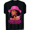 thumbnail image 1 of Cute Pink Cap Curly Black Queen Women’s T-Shirt, Unbothered Positive Peace Quote Graphic Tee, Trendy Casual Crew Neck Short Sleeve Top, Inspirational Fashion Gift For Ladies Summer Everyday Outfit, 1 of 10
