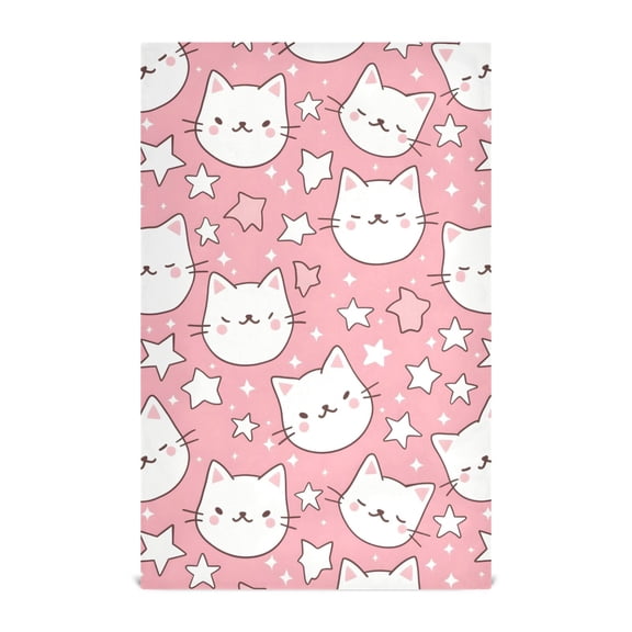 Cute Pink Cat Pattern Kitchen Towels Waffle Weave Decorative Tea Towels Multi Use Dishcloths 28x18in