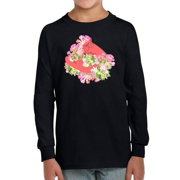 Cute Pink Cat W Flowers Long Sleeve Toddler -Image by Shutterstock,  2 Toddler