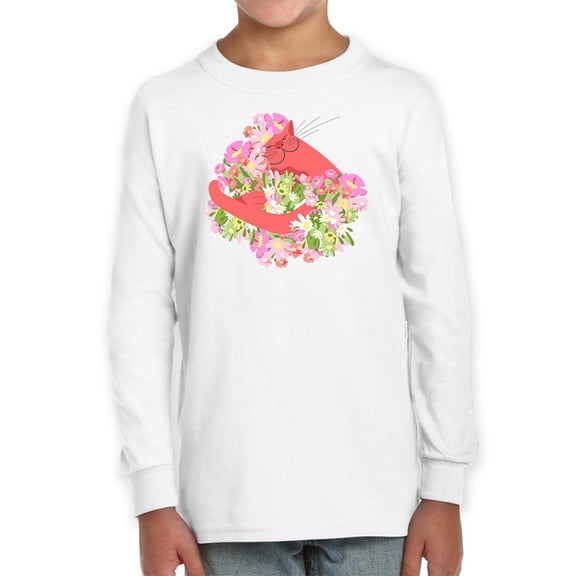 Cute Pink Cat W Flowers Long Sleeve Toddler -Image by Shutterstock,  3 Toddler